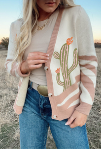 Cactus button up knit
