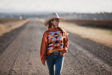 Load image into Gallery viewer, Orange/rust Aztec pullover
