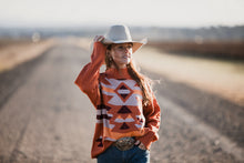 Load image into Gallery viewer, Orange/rust Aztec pullover
