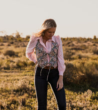 Load image into Gallery viewer, Ali embroidered floral halter vest
