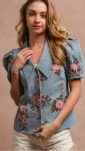 Load image into Gallery viewer, Embroidered denim button up
