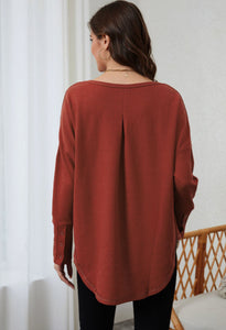 Dark red waffle knit