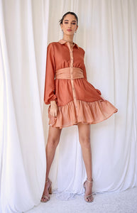 Rust 2 tone dress