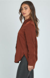 Dark rust satin blouse