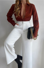 Load image into Gallery viewer, Dark rust satin blouse
