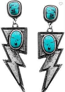 Lightning bolt turquoise earring