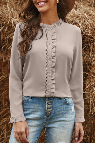 Beige frilled neckline