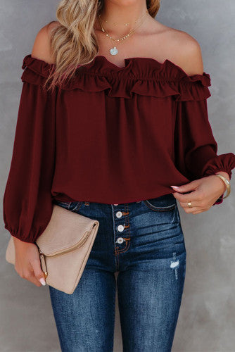 Off shoulder ruffle top